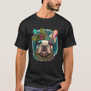 French Bulldog Frenchie Hippie Mandala sunflower T-Shirt