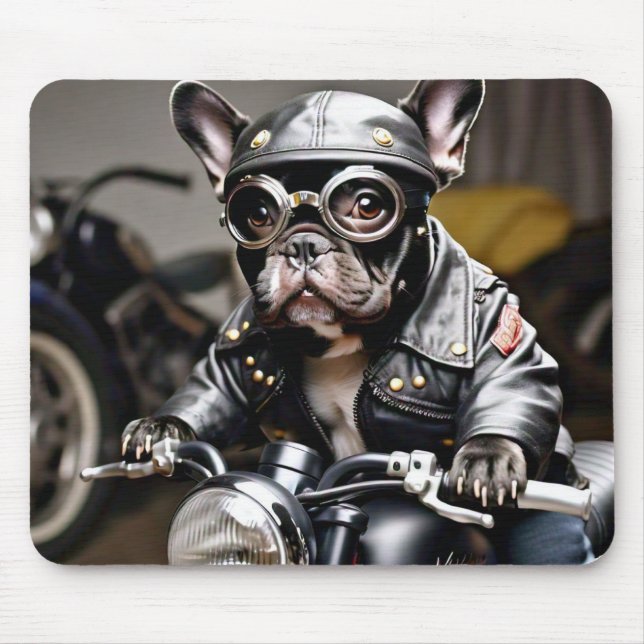 French Bulldog "Frenchie" on Motorcycle Mouse Pad (Front)