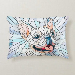 French Bulldog -Frenchie - pastel mosaic Decorative Cushion