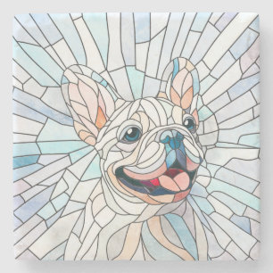 French Bulldog -Frenchie - pastel mosaic Stone Coaster