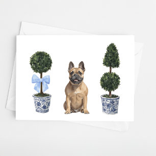 French Bulldog Frenchie Puppy Dog Watercolor Card