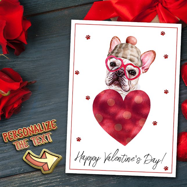 French Bulldog Frenchie Valentine's Day Gift Dog Holiday Card (Creator Uploaded)
