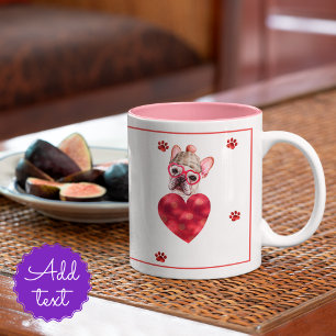 French Bulldog Frenchie Valentine's Day Gift Dog Two-Tone Coffee Mug