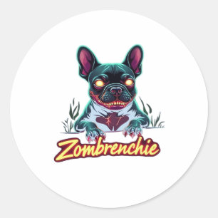French Bulldog Frenchie Zombie Dog Halloween Essen Classic Round Sticker