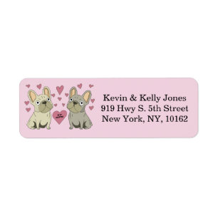 French bulldog friends, Valentines Return Address Label