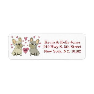 French bulldog friends, Valentines Return Address Label