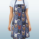 French Bulldog Fun Dusty Blue Dog Apron<br><div class="desc">A fun little French Bulldog or Frenchie pattern on a dusty blue background.  Great for all dog lovers.  Original art by Nic Squirrell.</div>