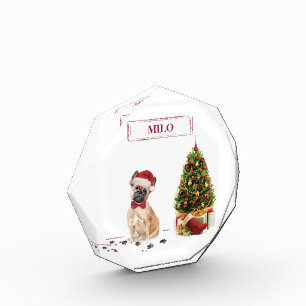 French Bulldog Funny Christmas Dog with Tree Photo Block