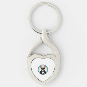 French Bulldog Funny Cute Art Key Ring