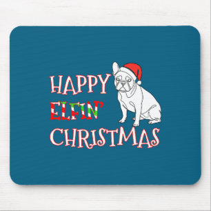 French Bulldog Funny Santa Hat Happy Elfin Christm Mouse Pad