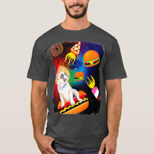 French Bulldog Galay in Space Pizza Hamburger T-Shirt