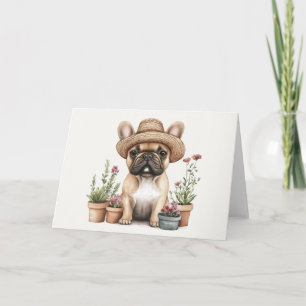 French Bulldog Gardening Flower Pots Card