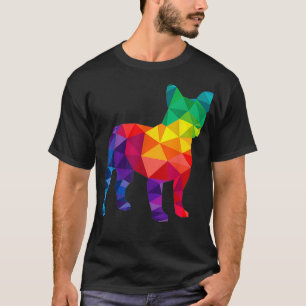 French Bulldog Gay Pride LGBT Rainbow Flag Polygon T-Shirt