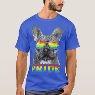 French Bulldog Gay Pride Lgbt Rainbow Flag Sunglas T-Shirt
