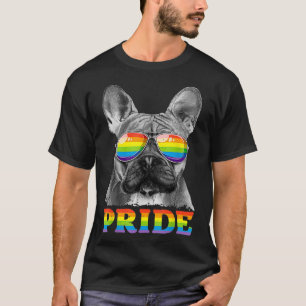 French Bulldog Gay Pride LGBT Rainbow Flag Sunglas T-Shirt