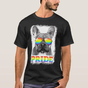 French Bulldog Gay Pride Lgbt Rainbow Flag Sunglas T-Shirt