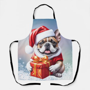 French Bulldog Geschenk mit Schleife Christmas Apron