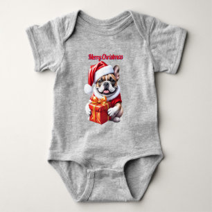 French Bulldog Geschenk mit Schleife Christmas Baby Bodysuit
