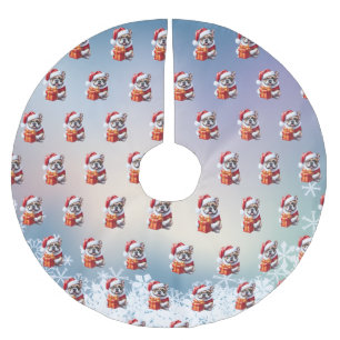 French Bulldog Geschenk mit Schleife Christmas Brushed Polyester Tree Skirt