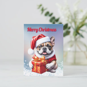 French Bulldog Geschenk mit Schleife Christmas  Postcard