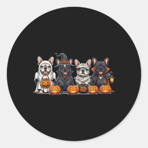 French Bulldog Ghost Witch Pumpkins Halloween Dog Classic Round Sticker