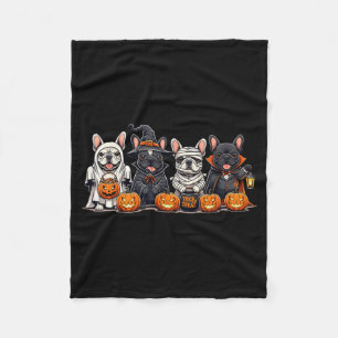 French Bulldog Ghost Witch Pumpkins Halloween Dog Fleece Blanket