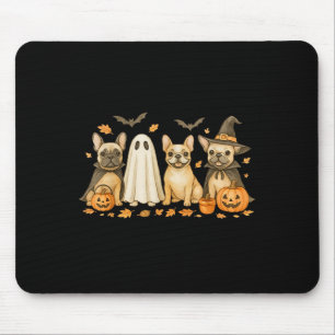 French Bulldog Ghost Witch Pumpkins Halloween Dog Mouse Pad