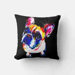 French Bulldog Gift   Cute Frenchie Colourful Art Cushion