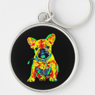 French Bulldog Gift Frenchie Colourful Art Gift Key Ring
