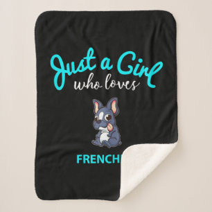 French Bulldog Girls Kids French Bulldog Gift Sherpa Blanket