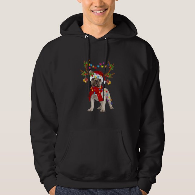 French Bulldog Gorgeous Reindeer Christmas Tree Hoodie (Front)