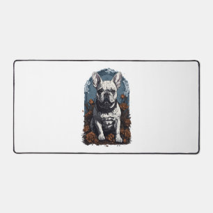 French Bulldog Gothic Floral   Desk Mat