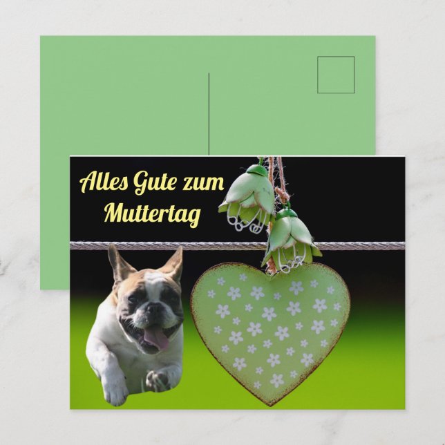 French Bulldog Green Heart French Bulldog Postcard (Front/Back)