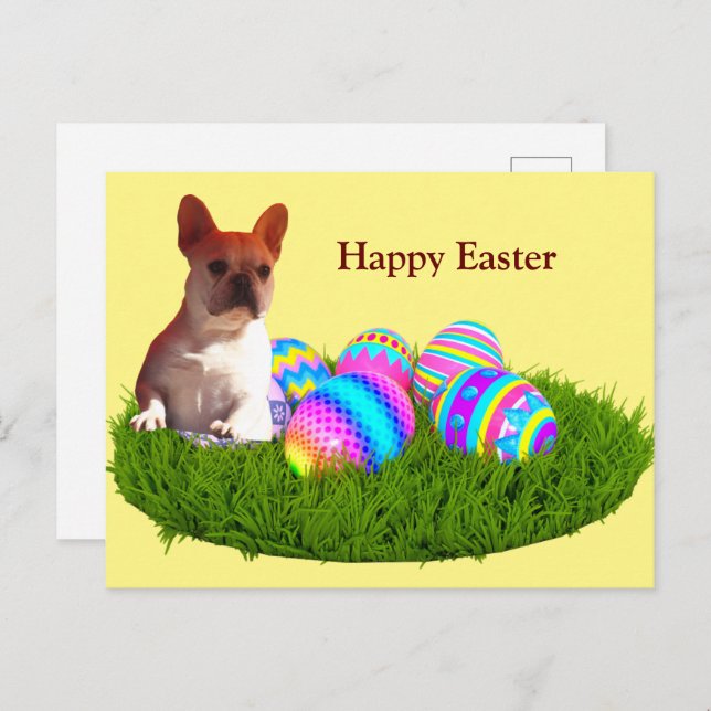 French Bulldog Greeting Card Easter Holiday (Front/Back)