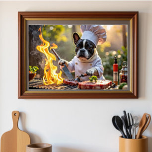 French Bulldog Grill Chef Fiery Poster