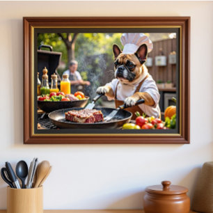 French Bulldog Grill Chef Poster