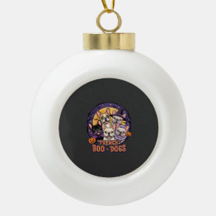 French Bulldog Halloween Boo Dogs Vector Ceramic Ball Christmas Ornament