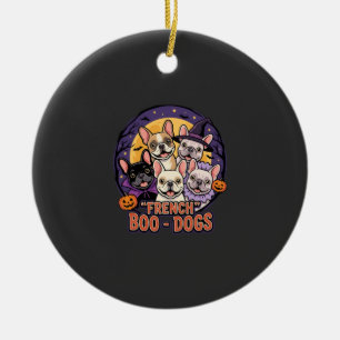French Bulldog Halloween Boo Dogs Vector Ceramic Ornament