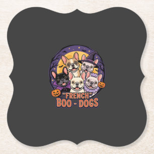 French Bulldog Halloween Boo Dogs Vector Paper Coaster