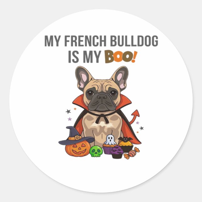 French Bulldog Halloween Costume  My French Bulldo Classic Round Sticker (Front)