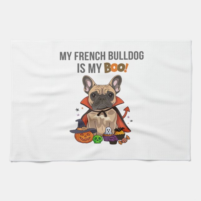 French Bulldog Halloween Costume  My French Bulldo Tea Towel (Horizontal)