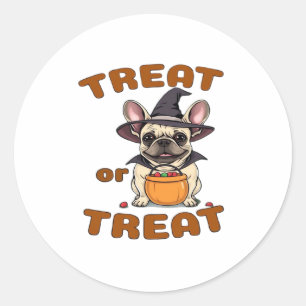 French Bulldog Halloween Dog Costume �Treat or Tre Classic Round Sticker