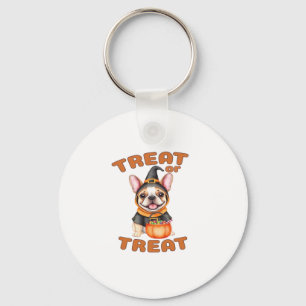 French Bulldog Halloween Dog Costume �Treat or Tre Key Ring