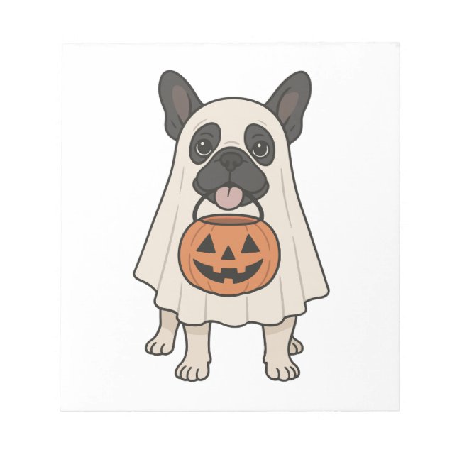 French Bulldog Halloween Dog Ghost Notepad (Front)
