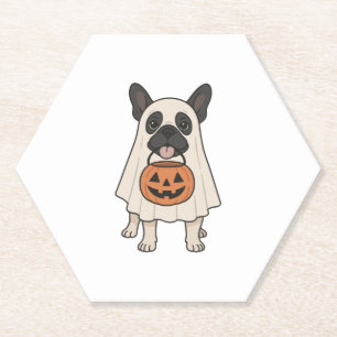 French Bulldog Halloween Dog Ghost Paper Coaster