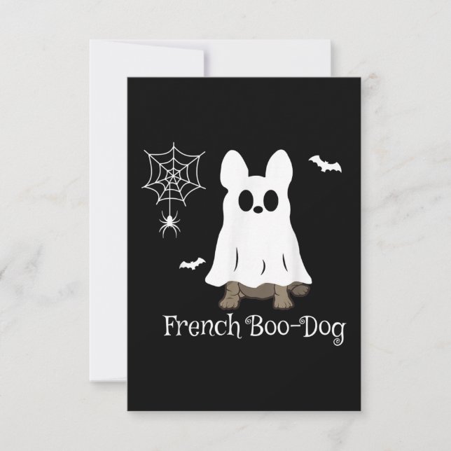 French Bulldog Halloween French Boo-Dog Dog Gift RSVP Card (Front)
