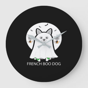 French Bulldog Halloween French Boo Dog Gift Large Clock