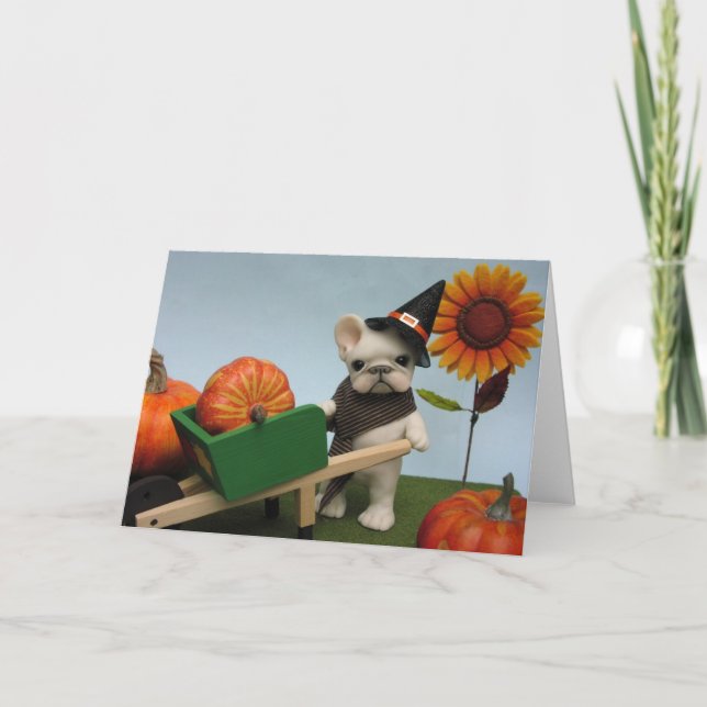 French Bulldog Halloween Harvest Card (Front)
