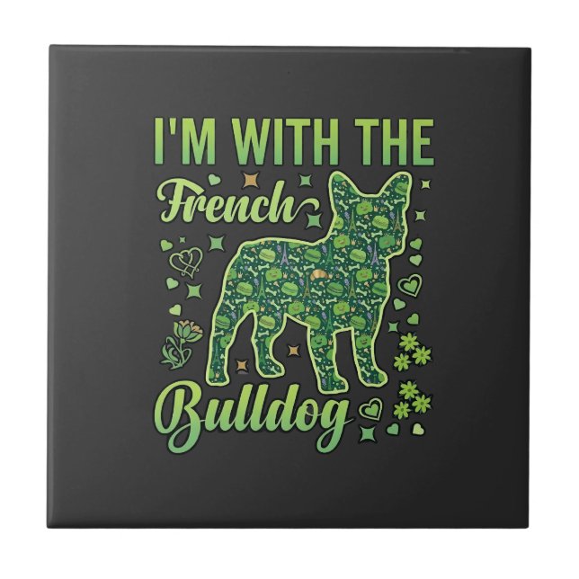 French Bulldog Halloween Macaron Eiffel Tower_1 Ceramic Tile (Front)