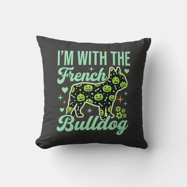 French Bulldog Halloween Pumpkin Pattern Design Cushion (Front)